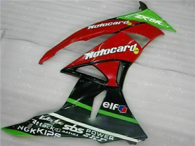 ZX6R 09-12 Motorrad Verkleidungen - Schwarz Rot Grün Motocard ZX6R 09-12 Motorrad Verkleidungen - Schwarz Rot Grün Motocard