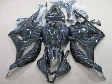 CBR 600 RR 09-12 Motorrad Verkleidungen - Schwarz Silber Flamme
