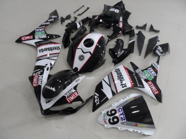 R1 07-08 Motorrad Verkleidungen - Schwarz Weißes Aufkleberpaket