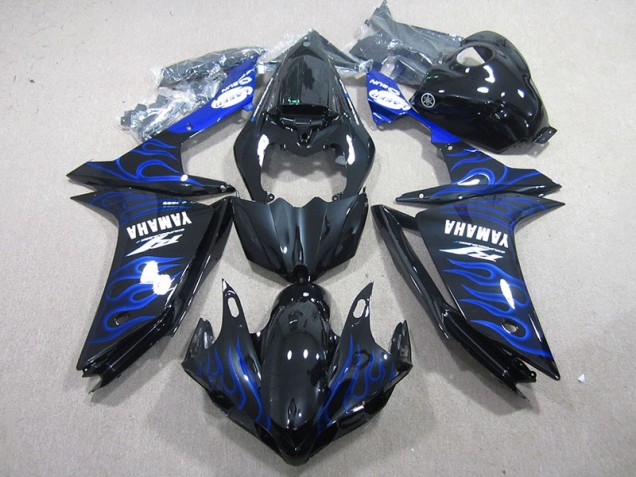 R1 07-08 Motorrad Verkleidungen - Schwarz mit Blaur Flamme R1 07-08 Motorrad Verkleidungen - Schwarz mit Blaur Flamme