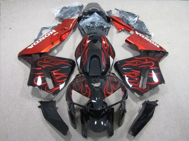 CBR 600 RR 05-06 Motorrad Verkleidungen - Schwarz rote Flamme