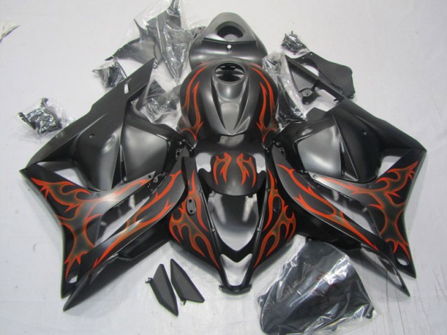 CBR 600 RR 09-12 Motorrad Verkleidung - Schwarz rote Flamme CBR 600 RR 09-12 Motorrad Verkleidung - Schwarz rote Flamme