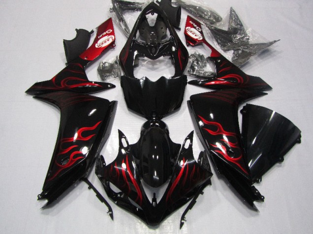 R1 07-08 Motorrad Verkleidungen - Schwarz rote Flamme R1 07-08 Motorrad Verkleidungen - Schwarz rote Flamme