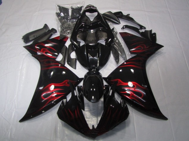 R1 09-11 Motorrad Verkleidungen - Schwarz rote Flamme R1 09-11 Motorrad Verkleidungen - Schwarz rote Flamme