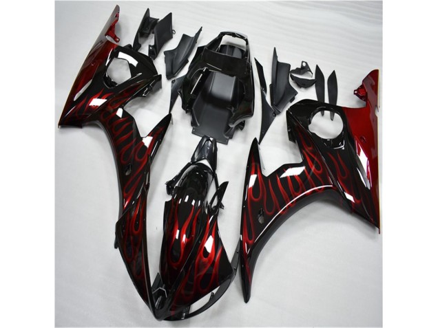 R6 03-05 Motorrad Verkleidungen - Schwarz rote Flamme R6 03-05 Motorrad Verkleidungen - Schwarz rote Flamme