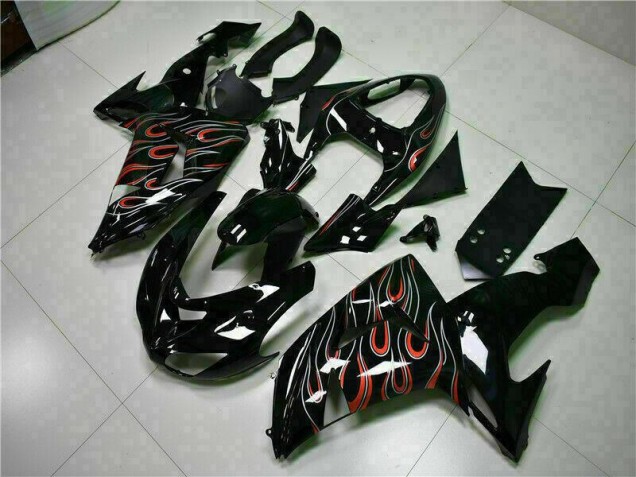 ZX10R 06-07 Motorrad Verkleidung - Schwarz rote Flamme ZX10R 06-07 Motorrad Verkleidung - Schwarz rote Flamme