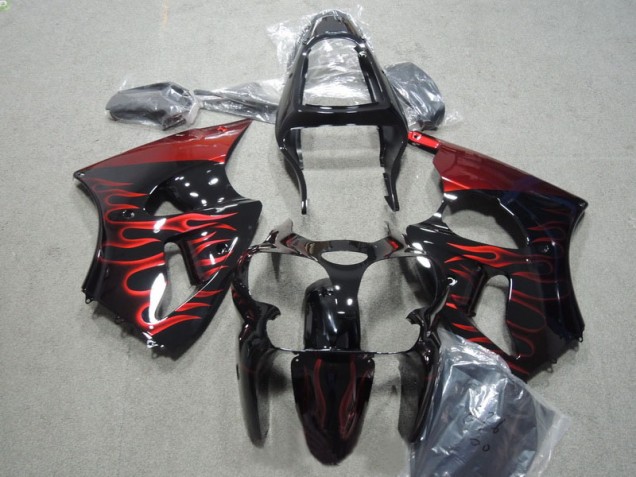 ZX6R 00-02 Motorrad Verkleidung - Schwarz rote Flamme ZX6R 00-02 Motorrad Verkleidung - Schwarz rote Flamme