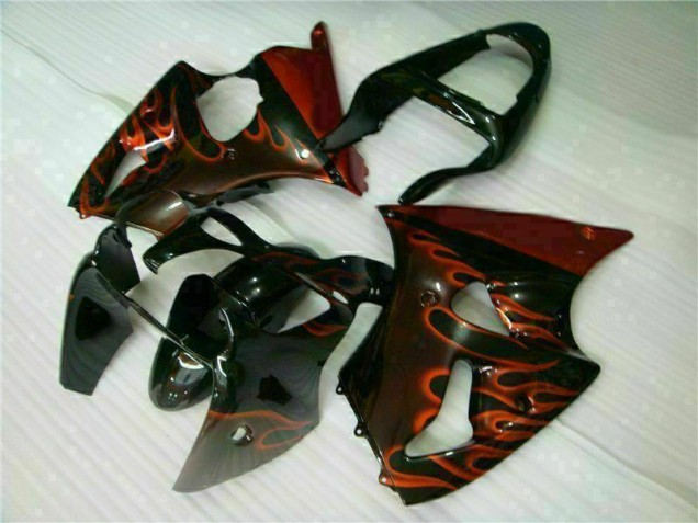 ZX6R 00-02 Motorrad Verkleidungen - Schwarz rote Flamme ZX6R 00-02 Motorrad Verkleidungen - Schwarz rote Flamme