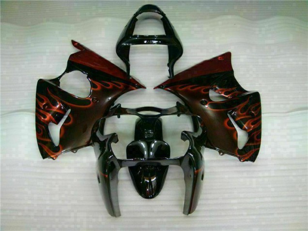 ZX6R 00-02 Motorrad Verkleidungen - Schwarz rote Flamme ZX6R 00-02 Motorrad Verkleidungen - Schwarz rote Flamme
