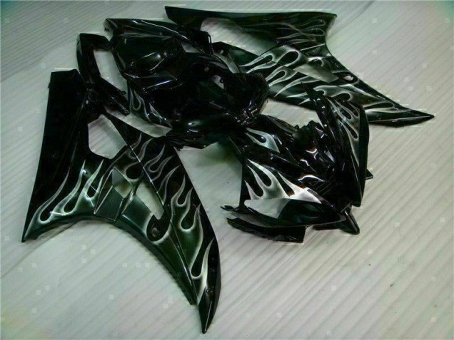 R6 06-07 Motorrad Verkleidungen - Silber Flamme Schwarz R6 06-07 Motorrad Verkleidungen - Silber Flamme Schwarz