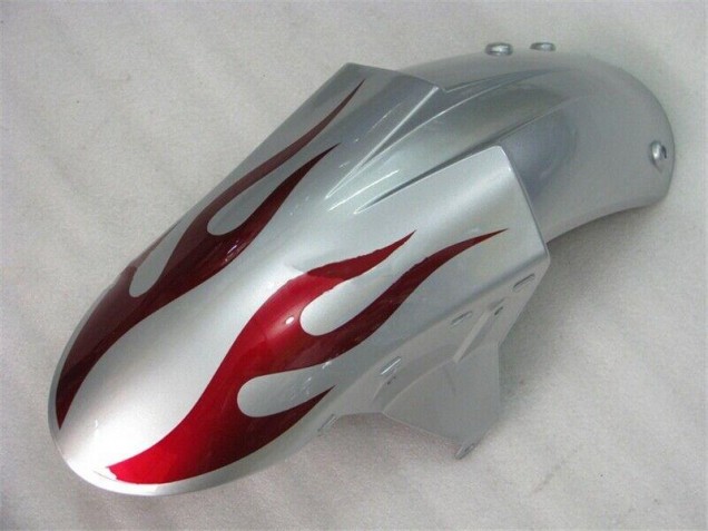ZX6R 05-06 Motorrad Verkleidungen - Silber Rot Flammen ZX6R 05-06 Motorrad Verkleidungen - Silber Rot Flammen