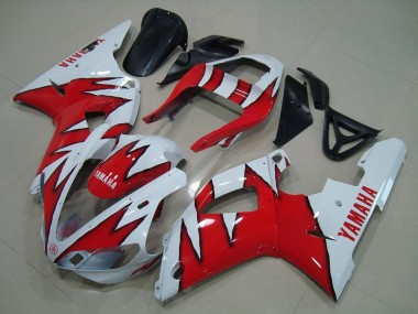 R1 00-01 Motorrad Verkleidungen - Weiß Rot Flamme