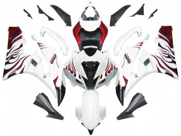 R6 06-07 Motorrad Verkleidungen - Weiß Rot Flamme R6 06-07 Motorrad Verkleidungen - Weiß Rot Flamme