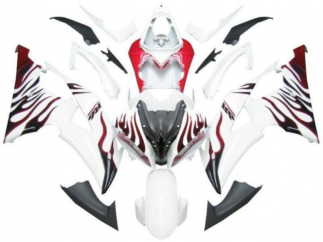 R6 08-16 Motorrad Verkleidungen - Weiß Rot Flamme R6 R6 08-16 Motorrad Verkleidungen - Weiß Rot Flamme R6