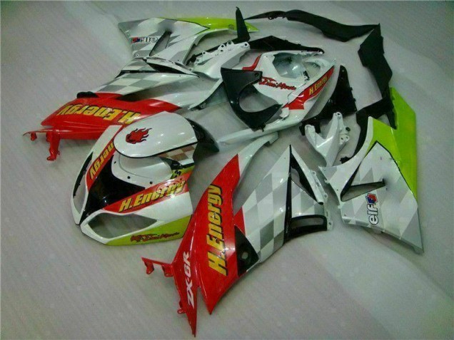ZX6R 09-12 Motorrad Verkleidungen - Weiß Rot H. Energy ZX6R 09-12 Motorrad Verkleidungen - Weiß Rot H. Energy