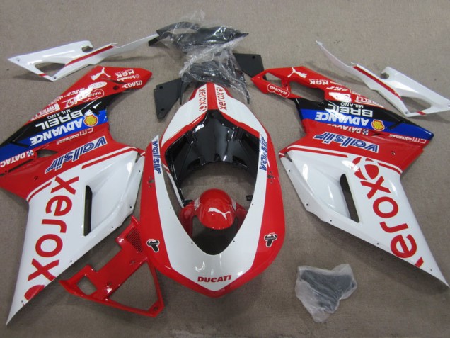 Ducati 1098 07-14 Motorrad Verkleidungen - Weiß Rot Xerox Ducati 1098 07-14 Motorrad Verkleidungen - Weiß Rot Xerox