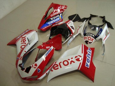 Ducati 848 1098 1198 07-14 Motorrad Verkleidungen - Weiß Rot Xerox