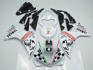 R1 12-14 Motorrad Verkleidungen - Weiß Schwarz Abrath