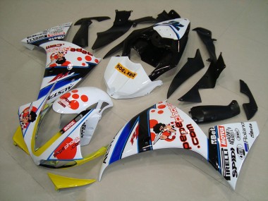 R1 09-11 Motorrad Verkleidungen - Weiß Schwarz Pepe Phone